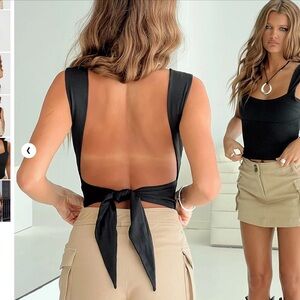 Princess Polly Black Imelda Tie-Back Tank Top